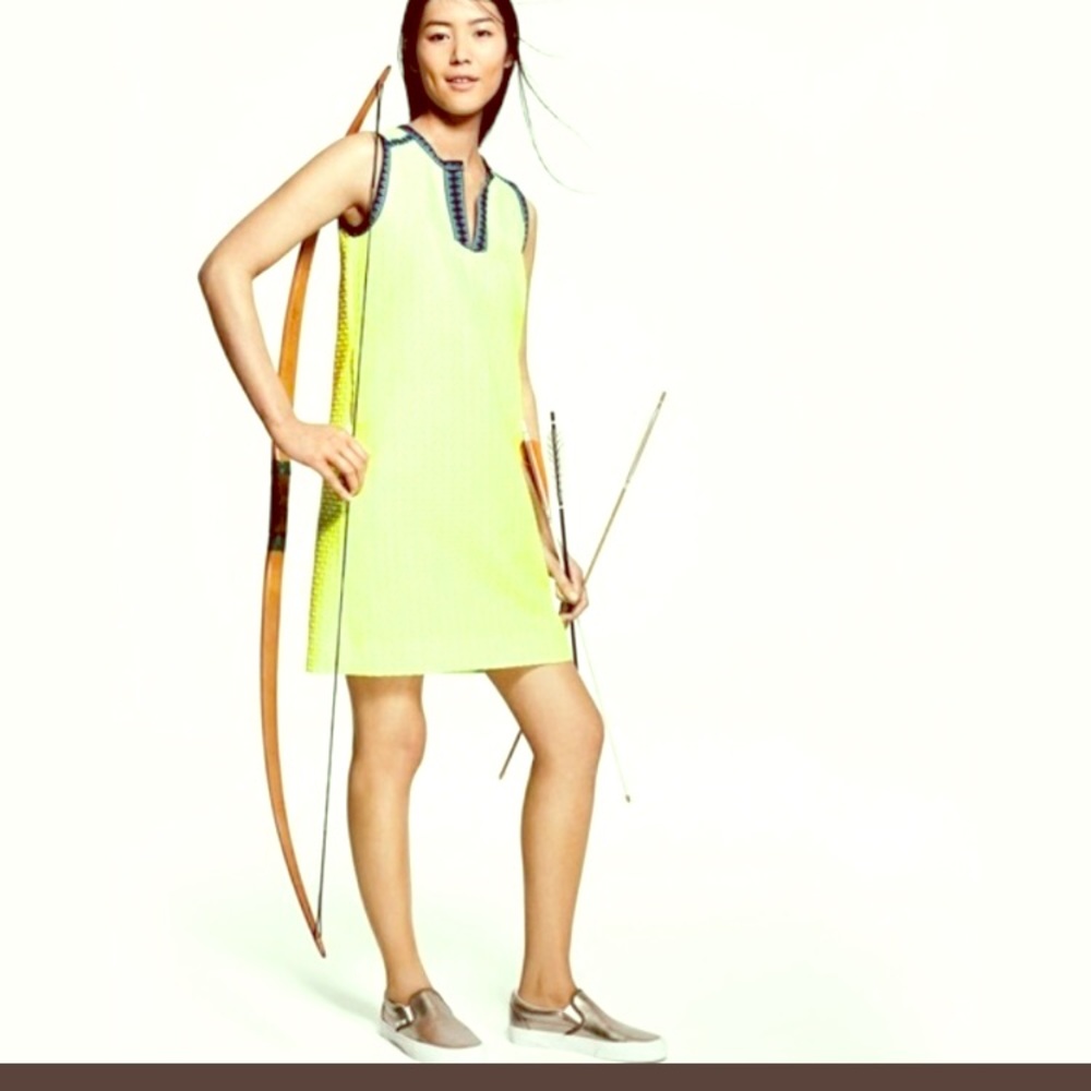 J. Crew neon yellow shift dress size 0
